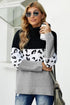 Turtleneck Splicing Chunky Knit Pullover Sweater